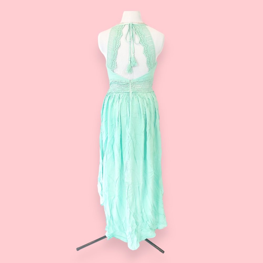 Stunning High-Low Dress Aqua Crochet Lace NWT XS - Picture 3 of 9